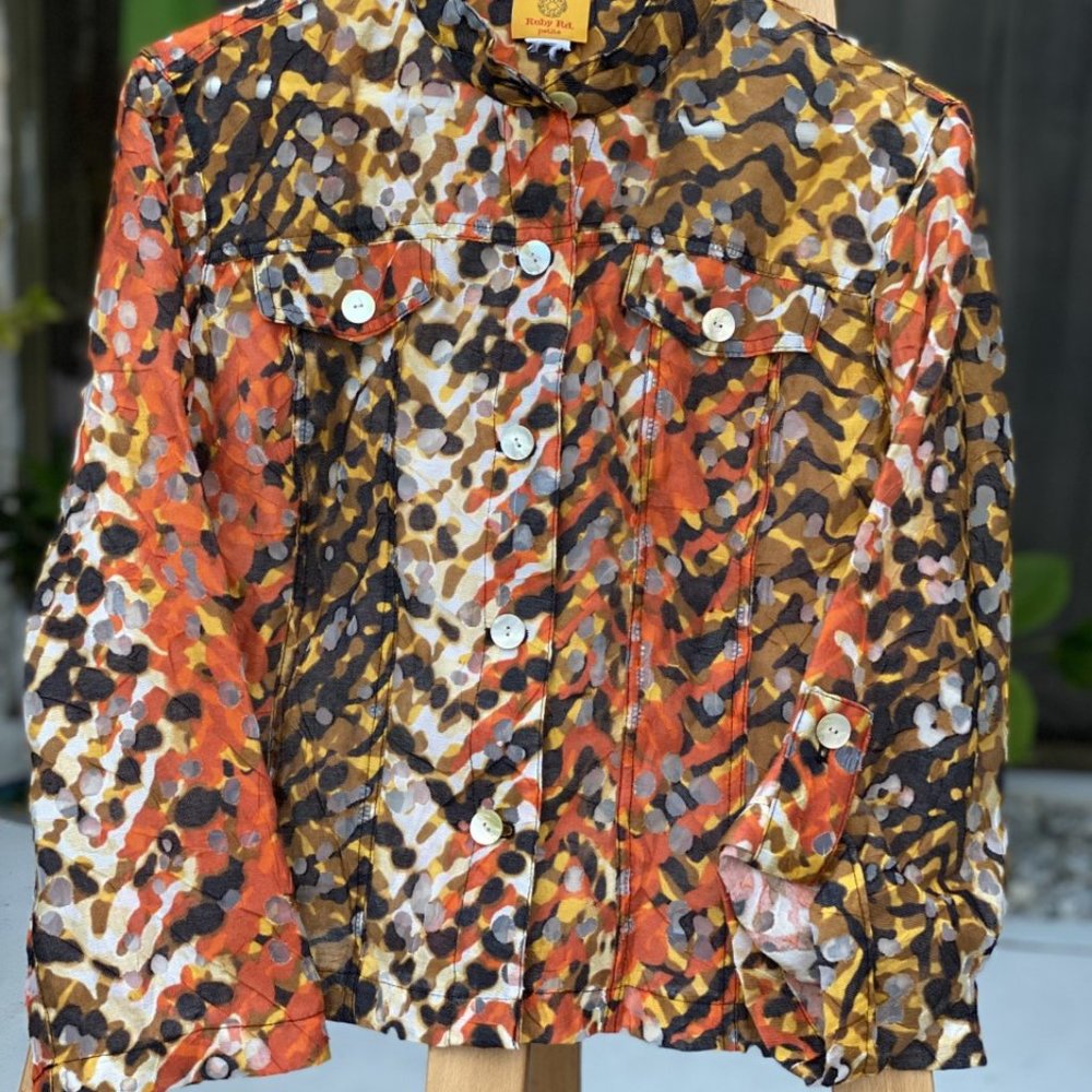 Ruby Rd Petite Linen Blend Multicolor Camouflage … - image 6